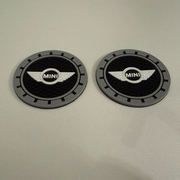 Mini Cooper Car Cup Coasters in Black and Gray Set of 2 NWT - Picture 3 of 4
